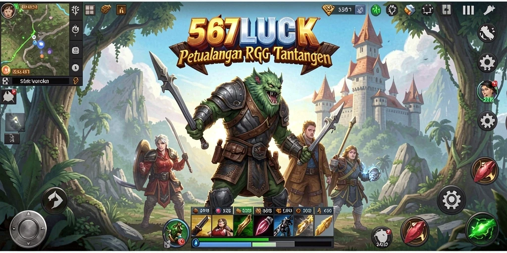 Tangkapan layar gameplay 567LUCK menampilkan pertarungan epik di dunia RPG.