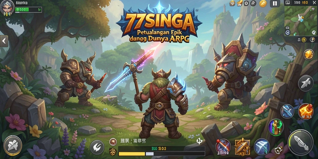 Tampilan gameplay seru dan pertarungan epik di 77SINGA.