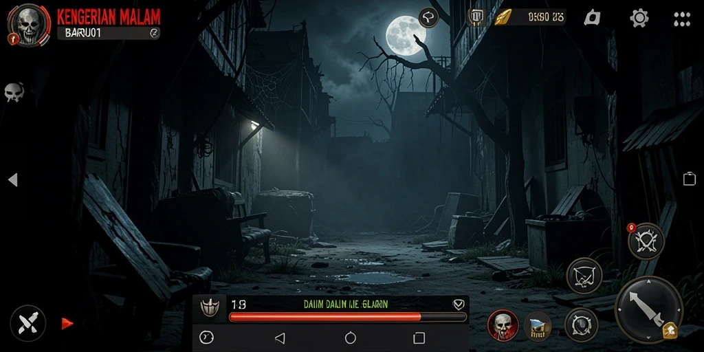 Tampilan gameplay BARU01 yang menegangkan dan menyeramkan.