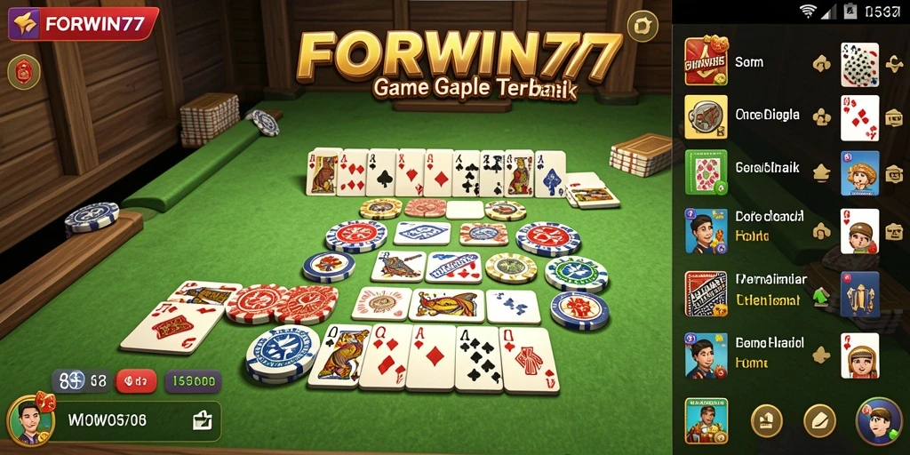 Screenshot gameplay FORWIN77 menampilkan suasana bermain Gaple yang seru.