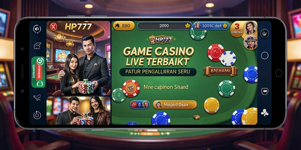 Tampilan gameplay Live Casino yang menghibur dan interaktif di HP777.