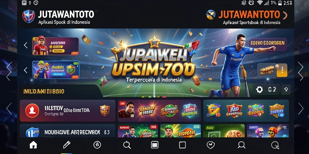 Tampilan utama aplikasi JUTAWANTOTO dengan fitur taruhan olahraga.