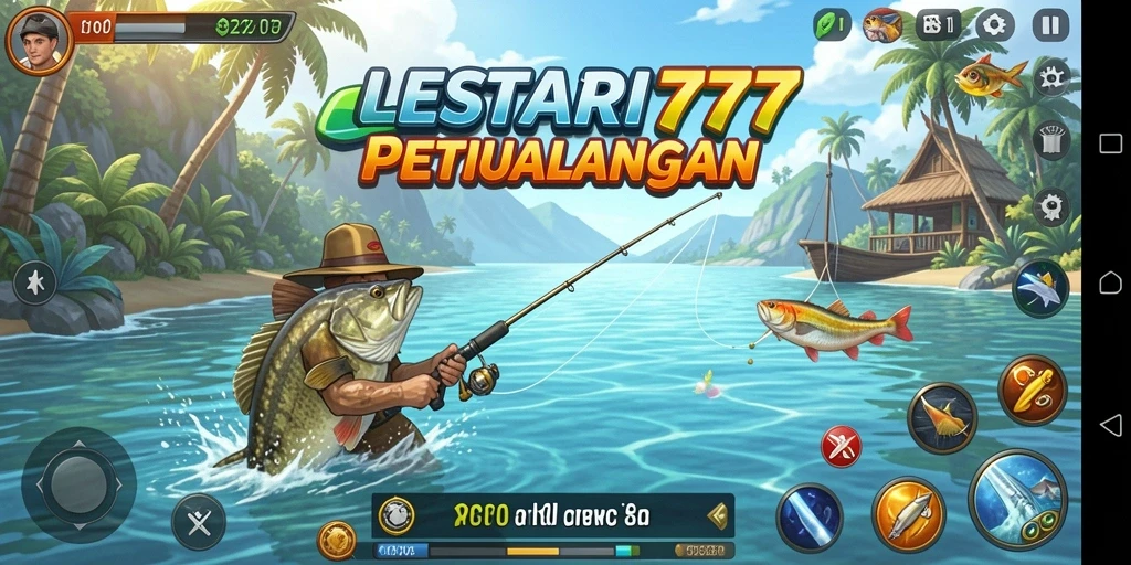 Tampilan gameplay LESTARI777 saat menangkap ikan di laut.