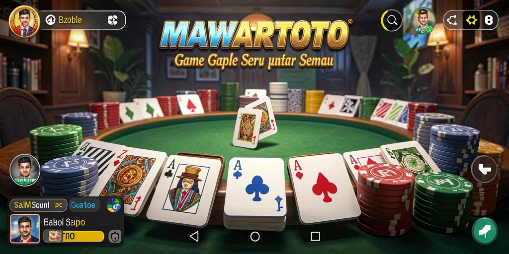 Screenshot utama MAWARTOTO menampilkan gameplay Gaple yang seru.
