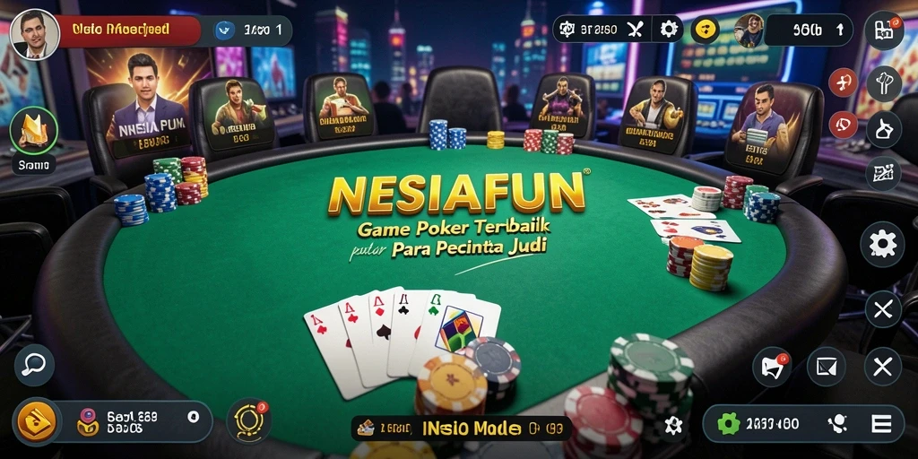 Tampilan utama NESIAFUN dengan gameplay Poker yang seru dan interaktif.