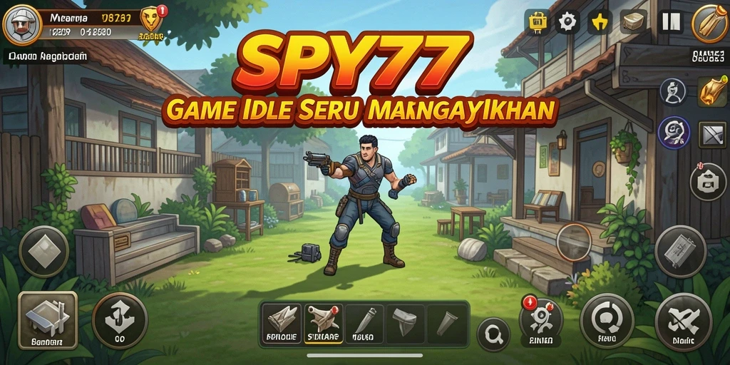 Tampilan gameplay SPY77 dengan karakter yang sedang menjalankan misi Idle.