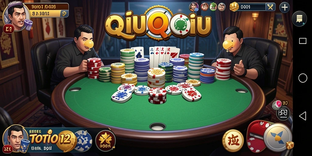 Tampilan gameplay QiuQiu yang menegangkan dan menyenangkan.